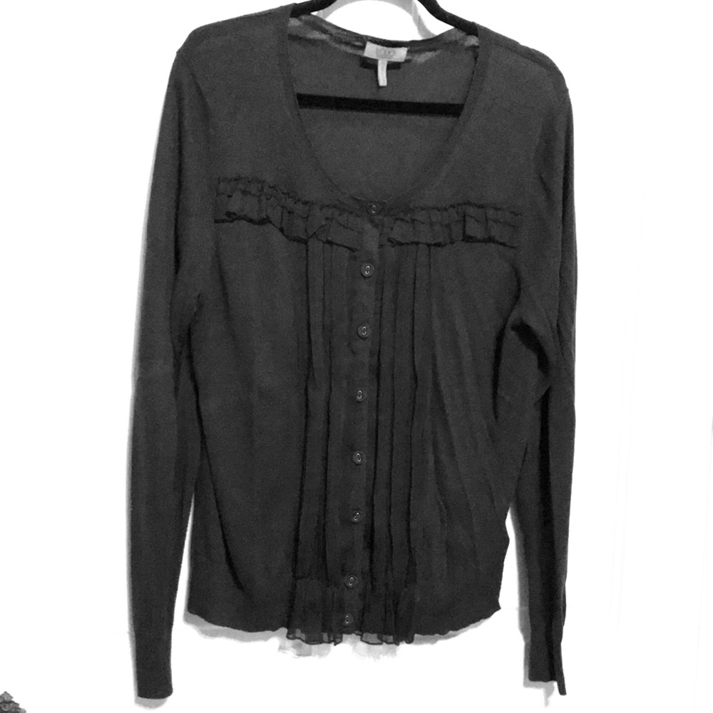 Charcoal gray XL ruffled cardigan